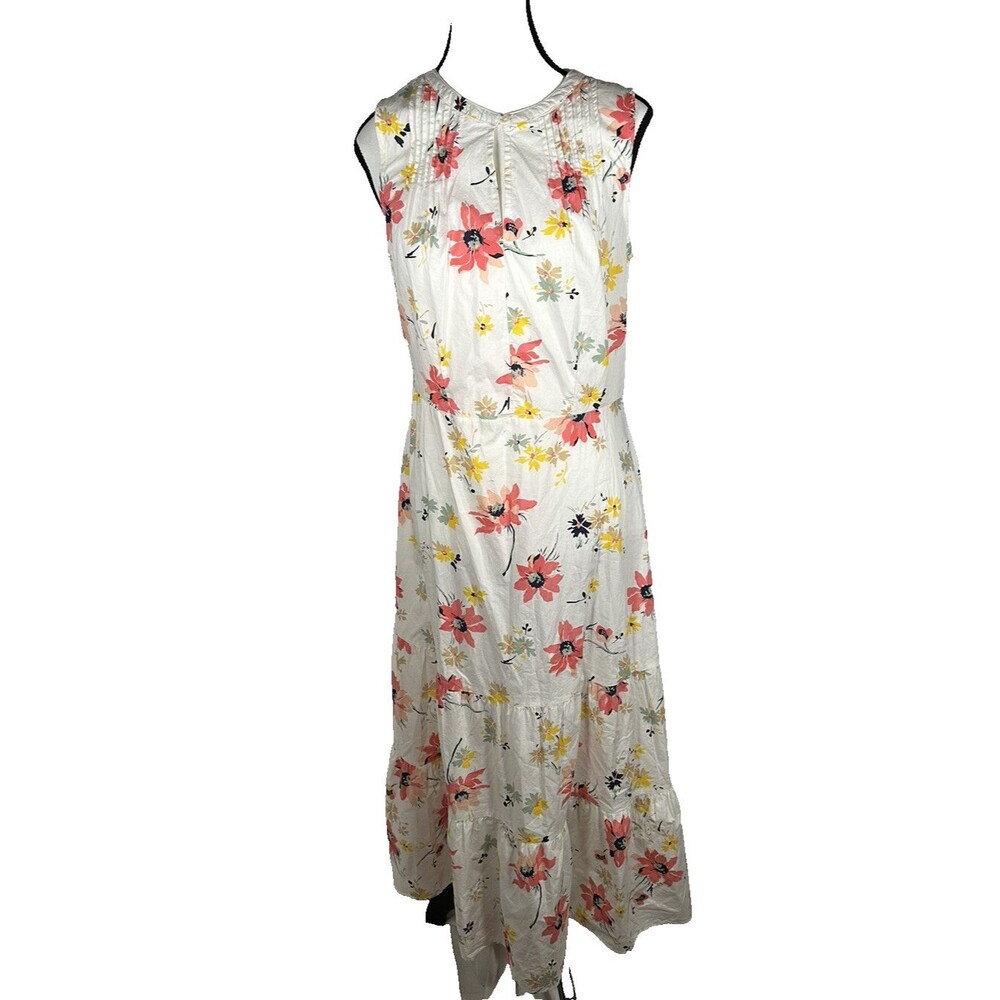 NWT GAP Sleeveless Maxi Dress Floral Women’s Size 6 Tall 6T Key hole Front Zip